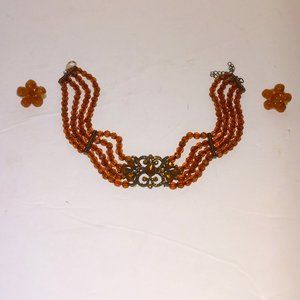Beaded Choker Necklace and earrings